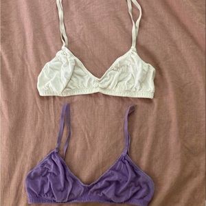 2 Pansy Co bras in purple and cream/off-white